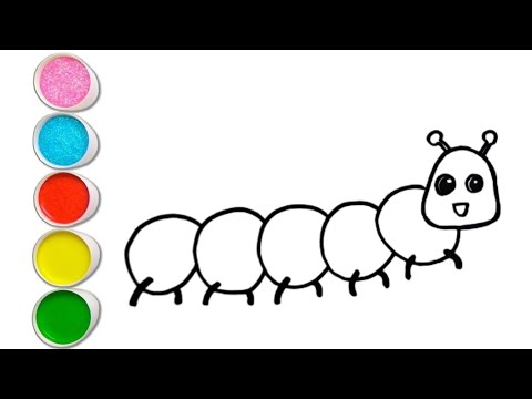 Rainbow Worm drawing. Learn how to draw a worm drawing. Painting and colouring for kids & toddlers