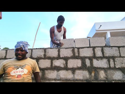 Amazing Hollow Block Compound Wall Construction!-How To build a Hollow block Compound Wall properly