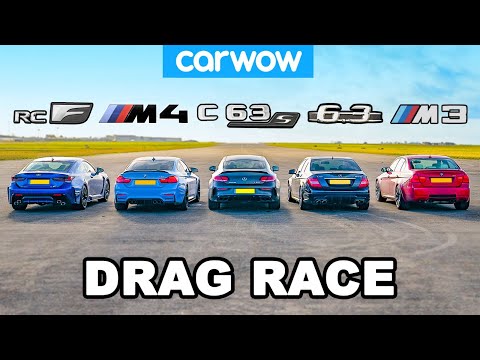 BMW M4 v AMG C63 S vs Lexus RC F v old M3 &amp; C63: DRAG RACE