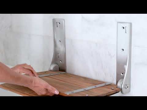 Silhouette Natural Teak Wood Wall Mount Folding Shower Seat Bench