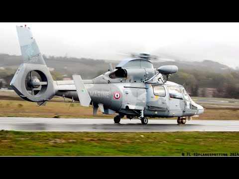 French Navy - Eurocopter AS565 Panther F-XCHL startup &amp; takeoff at Albi-Le Séquestre [LBI/LFCI]