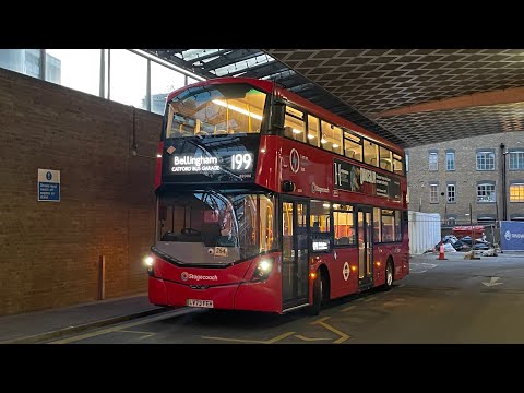 Full Route Visual | London Bus Route 199: Canada Water - Catford Bus Garage | Electroliner 82006