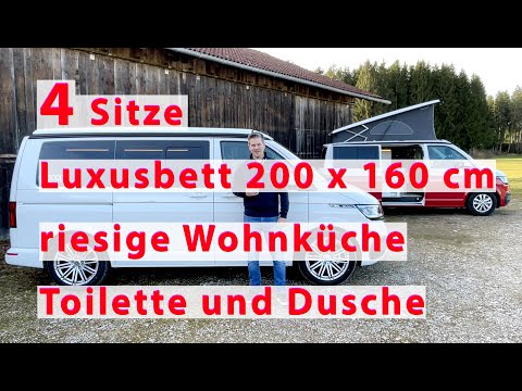VW Bus Ausbau, 3-4 Sitze mit dem besten Camper - Luxus - 2m - Bett, echter Wohnküche, mega Stauraum