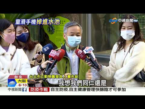 國小男童&quot;掉進北市動物園水池&quot; 滑手機踩空影片曝光│中視新聞 20230217