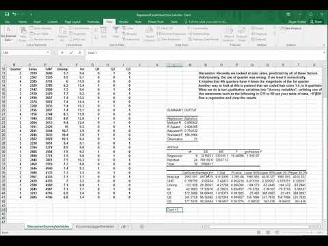 Thumbnail for Qualitative and Lagged Variables in Regression using Excel
