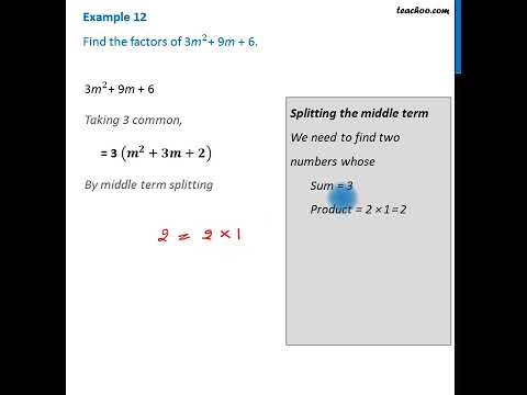 Example 12 Part 2 - Find the factors of 3m^2 + 9m + 6 - Chapter 12 Class 8 - Teachoo