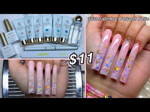 Thumbnail for TRYING AN $11 POLYGEL KIT FROM AMAZON! GLITTER OMBRE POLYGEL NAILS | Nail Tutorial