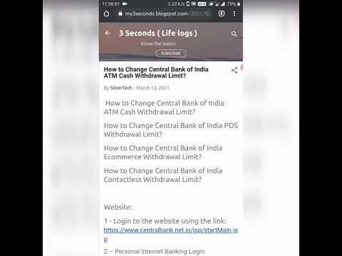 How to Change Central Bank of India ATM Cash Withdrawal Limit?