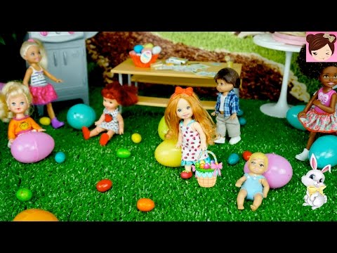 Easter Egg Hunt with Frozen Elsa and Anna at The Barbie Dreamhouse Backyard -  Kid Stories