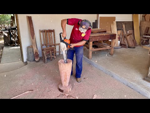 Caipira Ensinando na Pratica Como Fazer um Lindo Pilão/Wooden Pestle in Practice