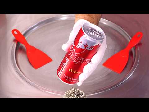 How to make RED BULL Winter Edition Ice Cream Rolls | ASMR (no talking)