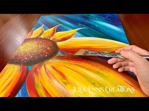 HOW TO PAINT SUNFLOWER/Absolute Beginners/Real-Time Painting Tutorial