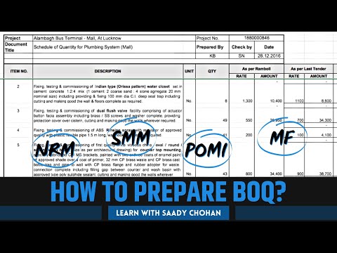 Bill of Quantities | How to prepare a BOQ / BQ?