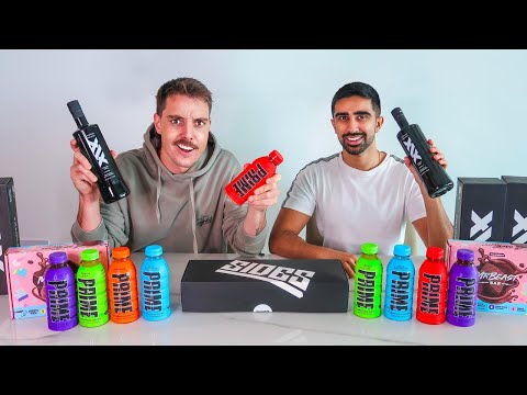 Trying EVERYTHING w/ Lazarbeam (XIX, Sides, Prime, Mr Beast Bar)