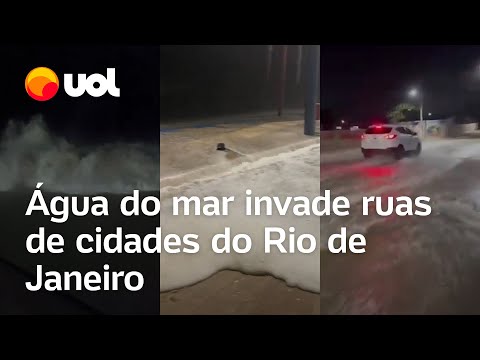 Água do mar invade ruas do Rio: Ressaca no litoral do RS atinge Maricá e enche ruas; veja vídeos