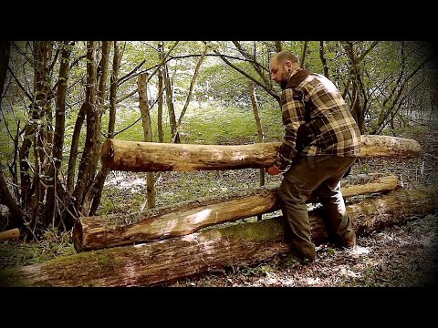 Bushcraft Shelter build:  Pit Oven Pulled Pork, Dutch Oven Bread