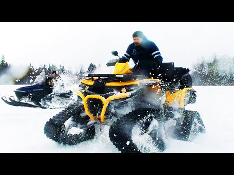 Thumbnail for Quad with tracks VS Snowmobile! Deep snow!