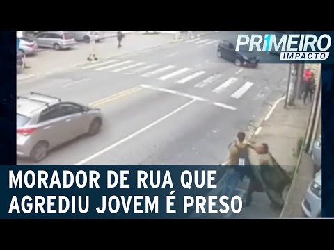 Homem em situação de rua que empurrou e socou pedestre é preso | Primeiro Impacto (26/10/22)