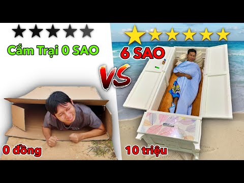 Thử Thách Cắm Trại 0 Sao vs 6 Sao | Chỉ Được Dùng Đồ Trong Siêu Thị - Lều 1 SAO vs 5 SAO