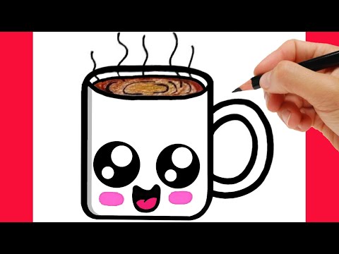 how to draw cup of coffee kawaii/ como desenhar um café kawaii/ como dibujar un café, dibujos kawaii