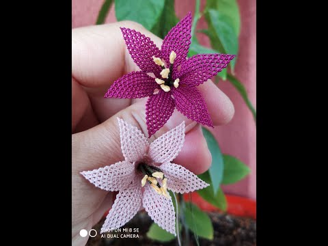 Thumbnail for Zambak çiçeği iğne oyası , üç boyutlu çiçek yapımı // Three dimensional flower making     [ 2021 ]