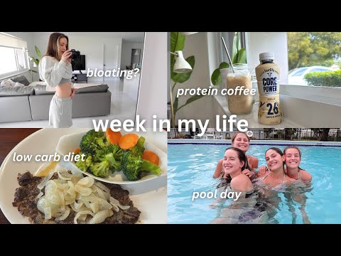 WEEK IN MY LIFE | low carb update, bloating, pool day, HM haul, cheat meals that still meet my goals