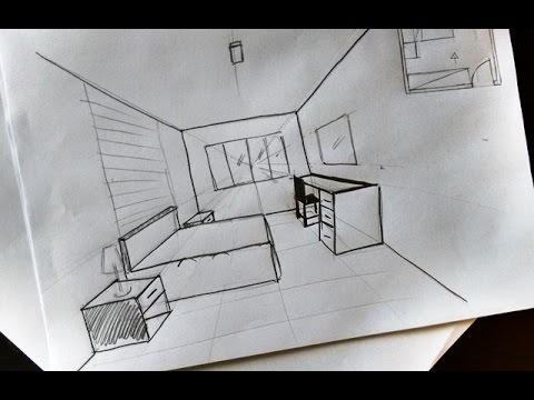 Como desenhar perspectiva interna: quarto simples