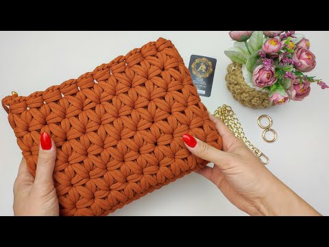 Thumbnail for Floral Pattern Crocheted Handbag A New Experience in Crocheting Цветочный узор Вязаная крючком сумка
