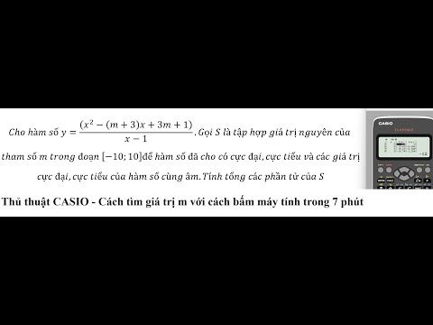 Thumbnail for Thủ thuật CASIO: Cho hàm số y=((x^2-(m+3)x+3m+1))/(x-1).Gọi S là tập hợp giá trị nguyên của tham số