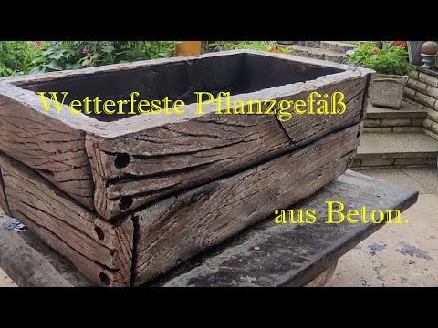 Wetterfeste Pflanzgefäß aus Beton in Holzoptik selber machen