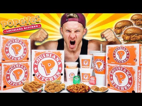 THE $100 POPEYES MENU CHALLENGE! (12,000+ CALORIES)