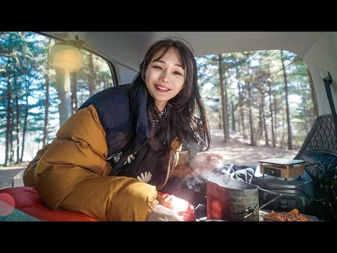 Thumbnail for 한파 속 나홀로 경차 안에서 생존하기 / 초간단 떡볶이레시피+???? /  잡채&떡국으로 새해보내기 / 캐스퍼차박 / 동계차박