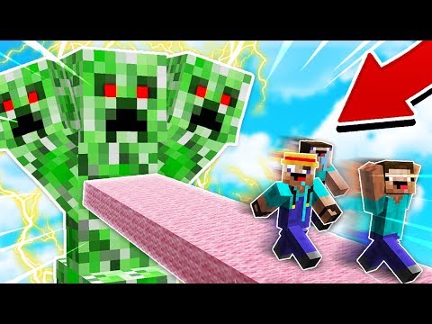 ESCAPING THE GIANT CREEPER IN MINECRAFT! HURRY!!