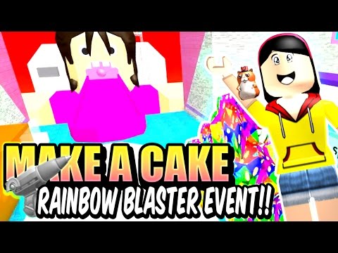 Make a Cake Fruity Pebbles Rainbow Blaster Event!! - The Giant Noob Rejected Me - Roblox Mini Game