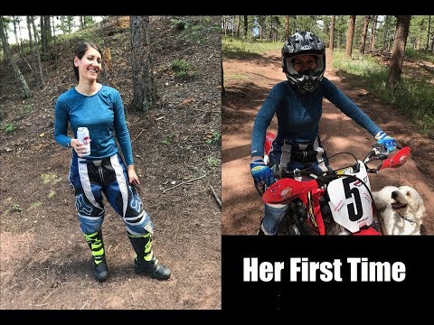 Thumbnail for Girl's first time on a dirt bike