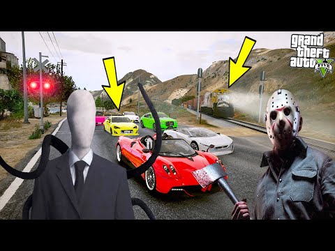 13. CUMA JASON VE SLENDERMAN SÜPER LÜKS ARABALARLA YARIŞIYOR(KAVGA ETTİLER!) - GTA 5