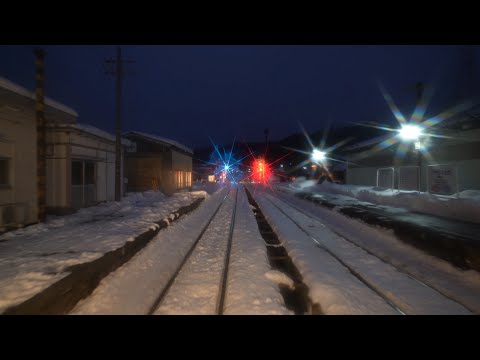 【4K前面展望】街から凍り付く雪山へ…長良川鉄道　美濃太田→北濃
