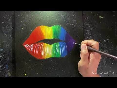 Thumbnail for Easy Acrylic Painting | Drippy Rainbow Lips Painting