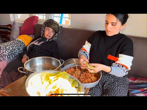 Lahana Kelem Dolması / Sacda Sıcak Ekmekler / Köy Hayatı
