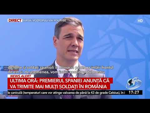 Thumbnail for Premierul Pedro Sanchez a anunțat că Spania va trimite mai mulți soldați în România și în Slovacia