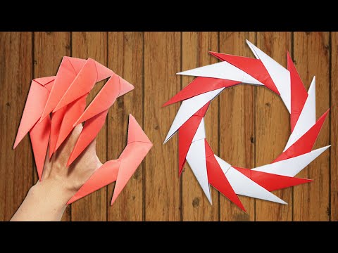 Origami Easy - How to make Dragon Claws &amp; Paper Ninja Star shuriken 14 points - tutorial