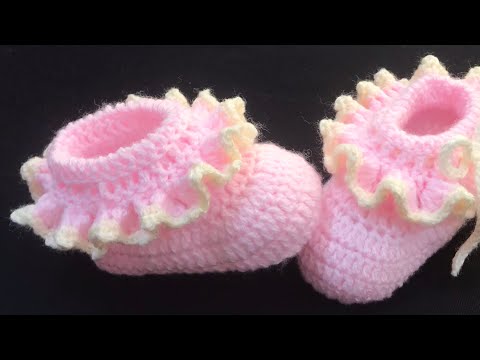 Zapatitos o escarpines para niñas a crochet o ganchillo 3-6M + Botitas para bebé -Crochet for Baby