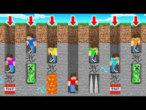 Thumbnail for We DUG STRAIGHT DOWN 100 Times in Minecraft and This Happened…