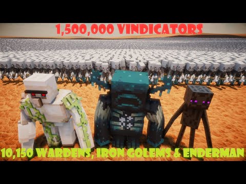 Minecraft Battle | 1,500,000 Vindicators vs 10,150 Wardens, Iron Golem & Endermen | UEBS 2