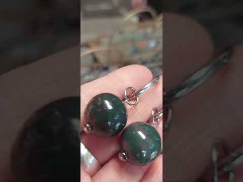 Thumbnail for Серьги Конго Кольца Зелёная яшма