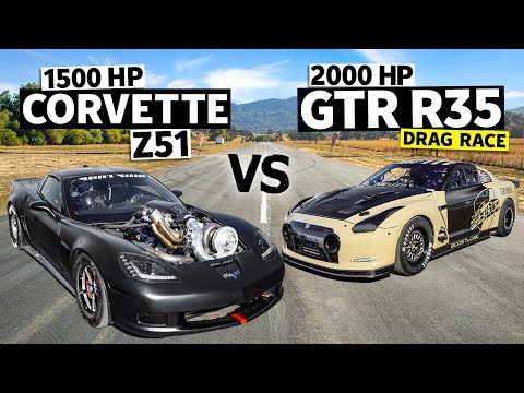 Thumbnail for 3,500hp Drag Race… R35 GT-R vs C6 Corvette, 7 Second Showdown!