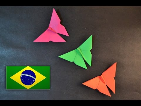 Origami: Borboleta Simples - Instruções em português PT BR