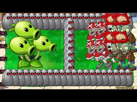Plants vs Zombies Hack - 2 Cob Cannon Vs Threepeater Vs 999 Zombies