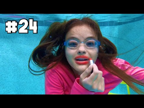 24 desafios em 24 horas Embaixo da Piscina! COMPILADO!
