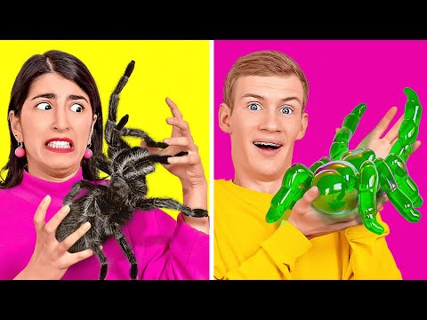 Thumbnail for GUMMY FOOD VS REAL FOOD CHALLENGE || Sneak Food Into Class! Eating Giant Candy by 123 GO! CHALLENGE